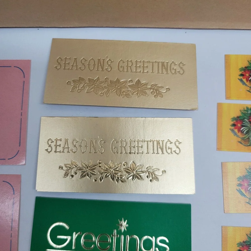 Vtg Christmas Gift Tags/Seals Lot 186pc Currier & Ives Retro Santa Angel Unused
